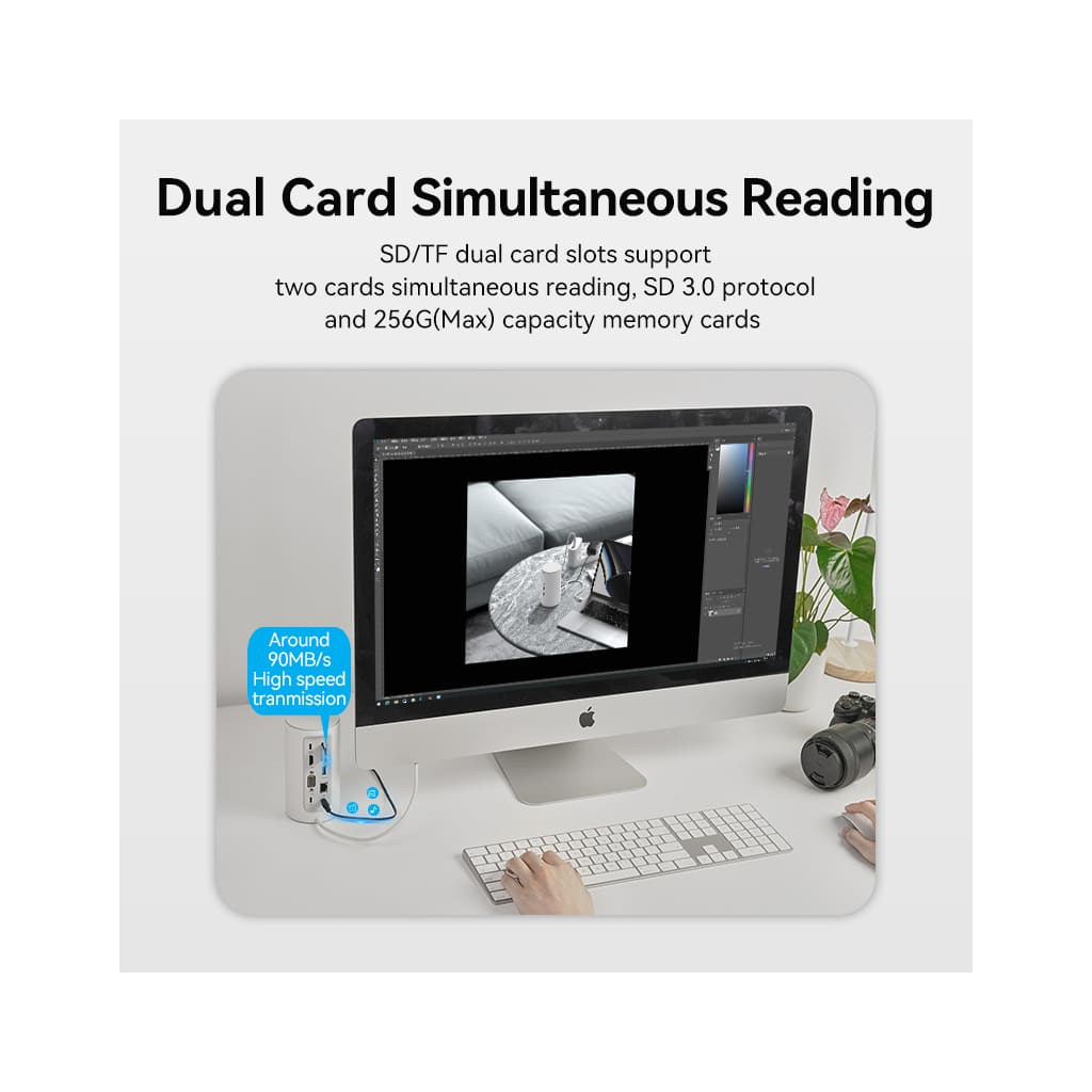 Концентратор Vention USB3.1 Type-C to HDMI/VGA/USB3.0x3/RJ45/SD/TF/TRRS 3.5m/PD/DC100W12-in-1 (TPHWC-EU) - изображение 8