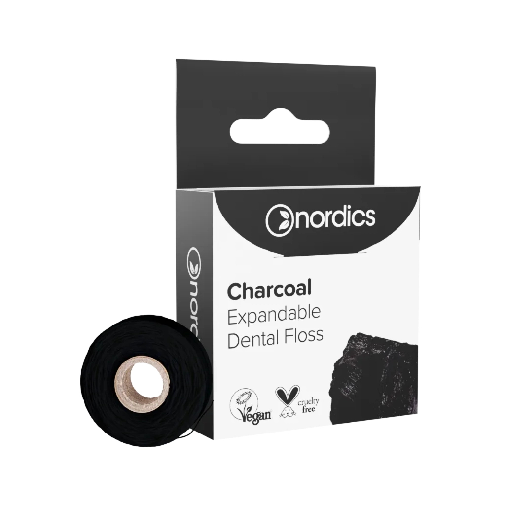 Зубна нитка Nordics З активованим вугіллям 30 м (3800500324975) - зображення 1