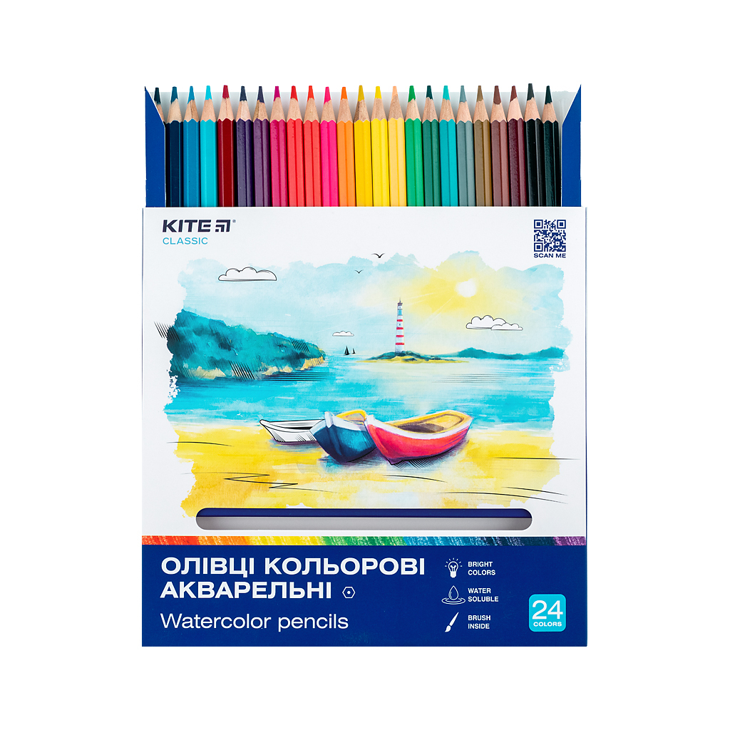 Олівці кольорові Kite Classic акварельні, 24 кольори (K-1050) - зображення 4