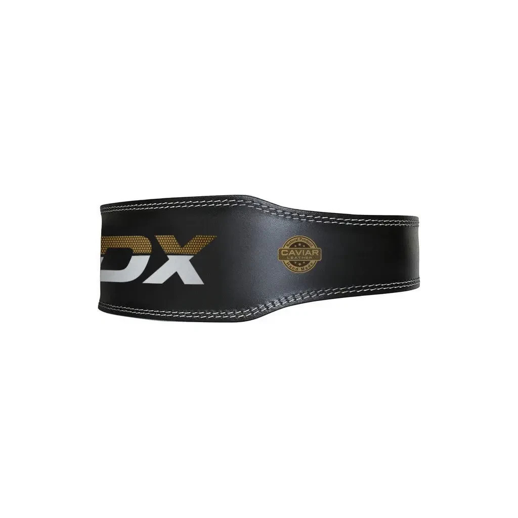 Атлетичний пояс RDX 4 шкіряний Black Gold L (WBS-4RB-L) - зображення 3