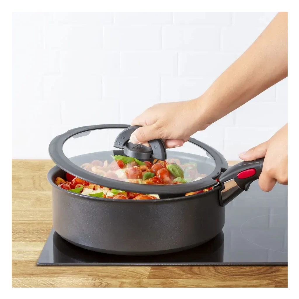 Кришка для посуду Tefal Ingenio, набір 3 шт, скло, пластик, чорний (L9849053) - зображення 6