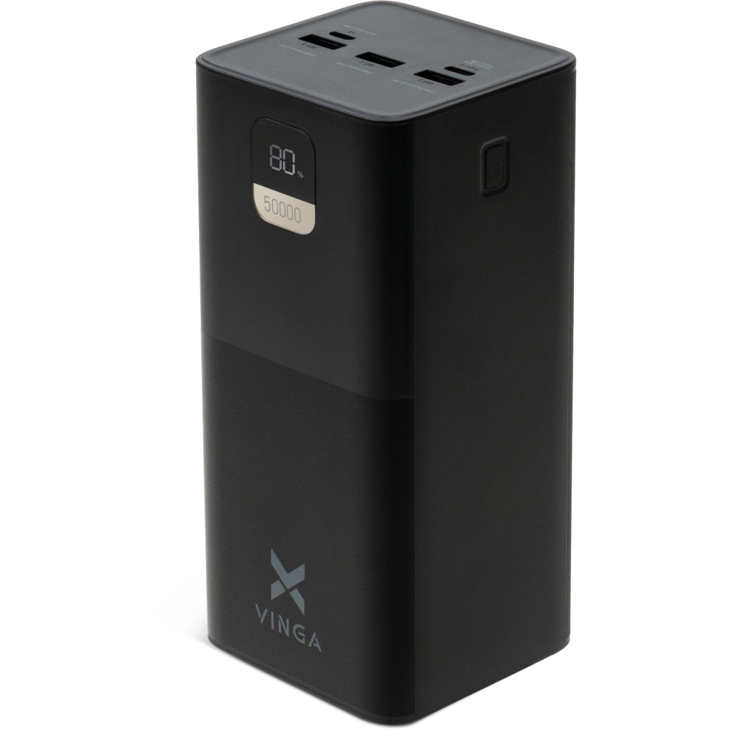 Батарея універсальна Vinga 50000 mAh 22.5W Display Black (VPBB5022) - зображення 1