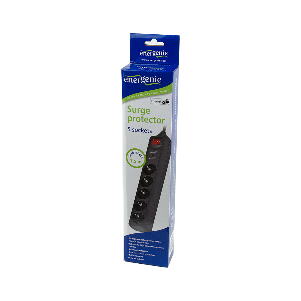 Мережевий фільтр живлення EnerGenie SPG5-C-5, 5 розеток, 1.5 м (SPG5-C-5) - зображення 2