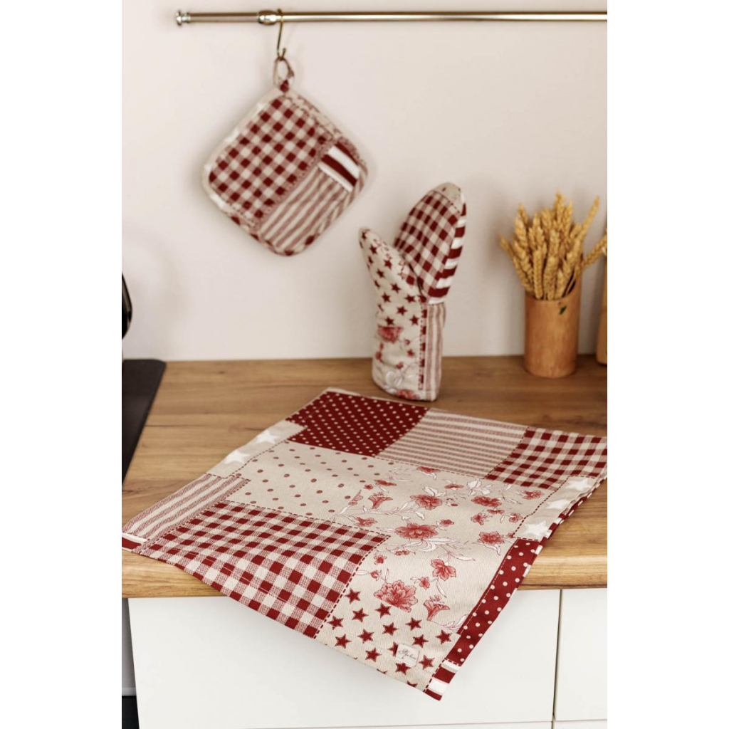 Кухонна прихватка Прованс Рукавичка Печворк бордо Господиня (031508) - зображення 5