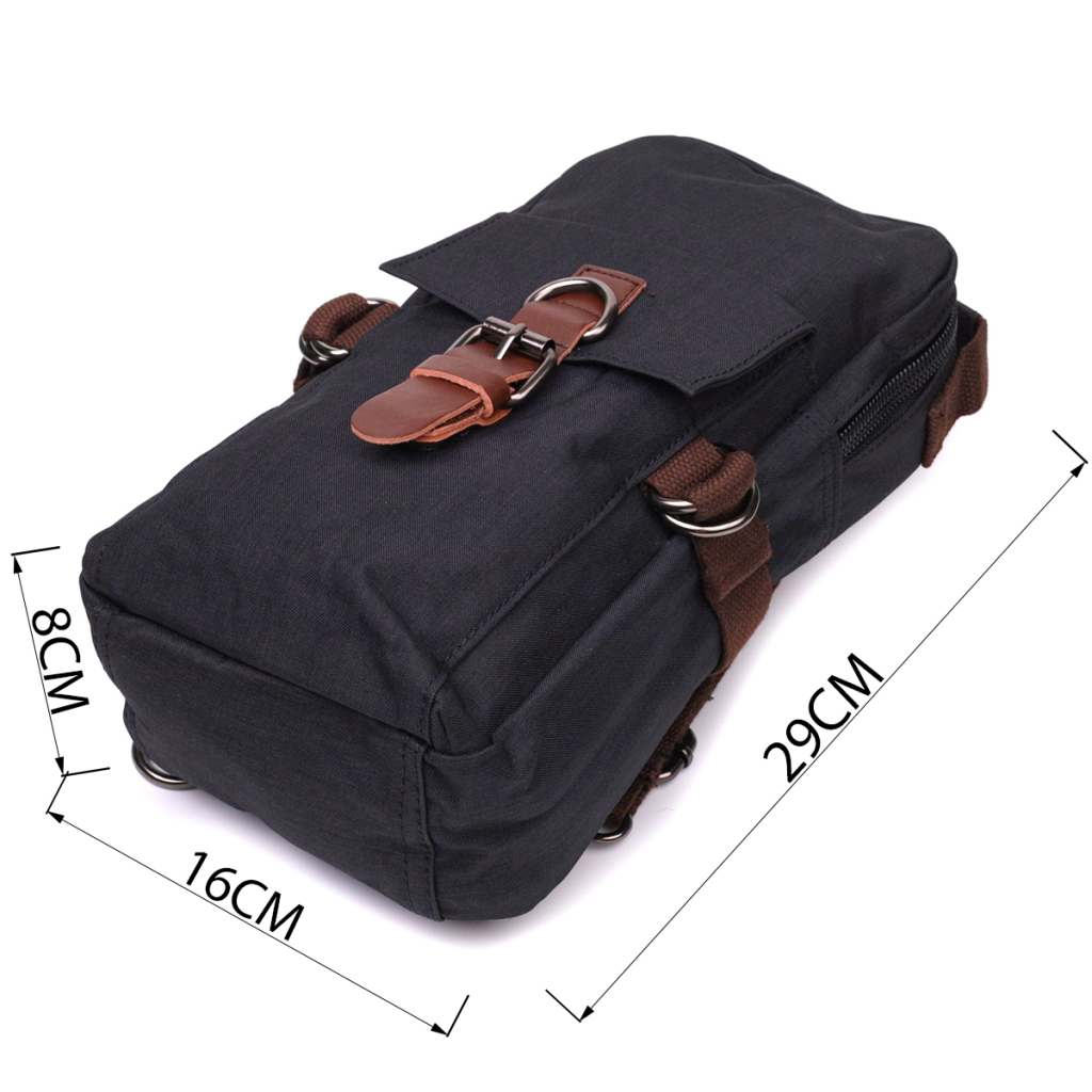 Сумка Vintage Для чоловіків з щільного текстилю Чорна (22187) - зображення 3