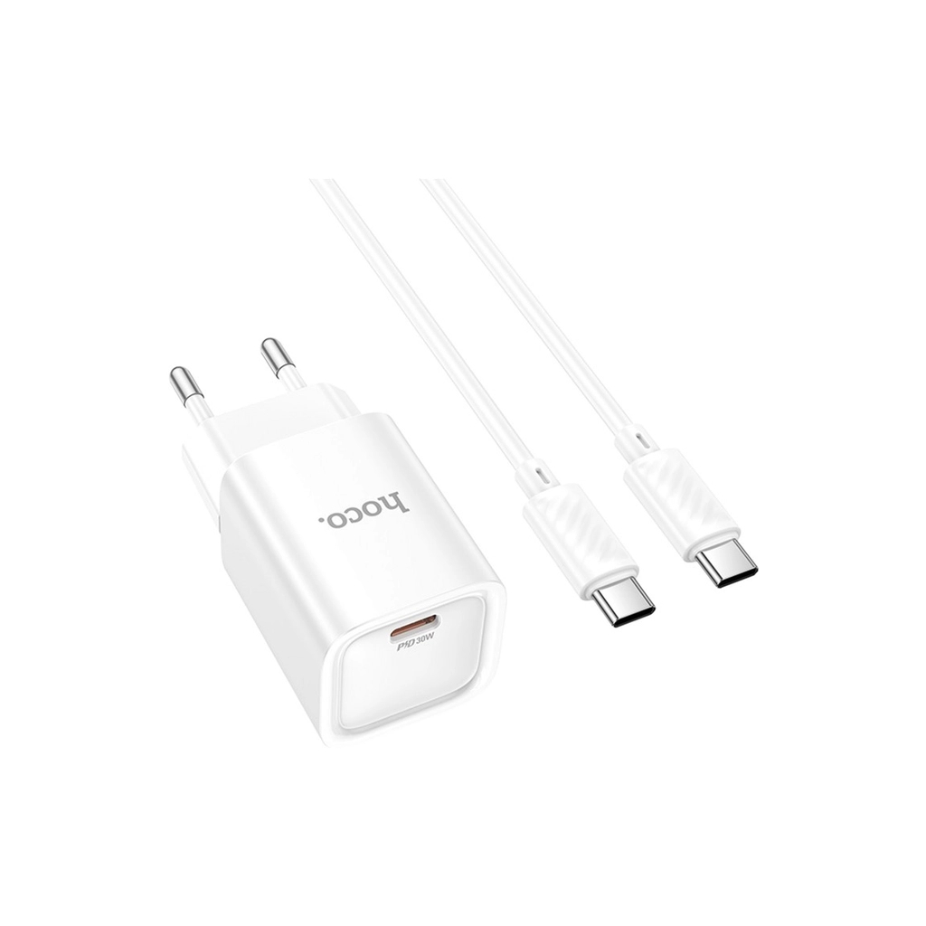 Зарядний пристрій HOCO C148A USB-C PD30W + cable USB-C to USB-C white (6942007630320) - зображення 4