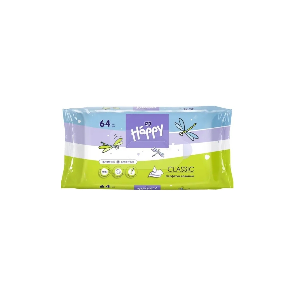 Дитячі вологі серветки Bella Baby Happy Classic 64 шт (5900516421601) - зображення 1