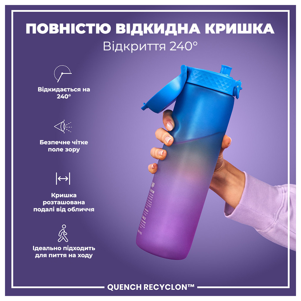 Пляшка для води ION8 OneTouch Times To Drink 1000 мл BPA Free, Blue & Pink (I8RF1000PBPMOT) - зображення 3