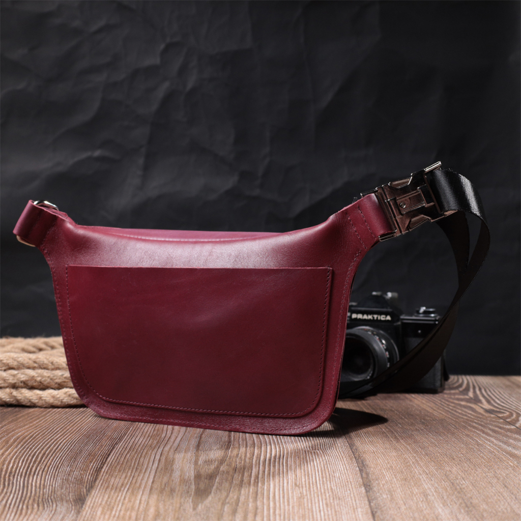 Сумка Grande Pelle Бананка з натуральної шкіри Рожева (22815) - зображення 10