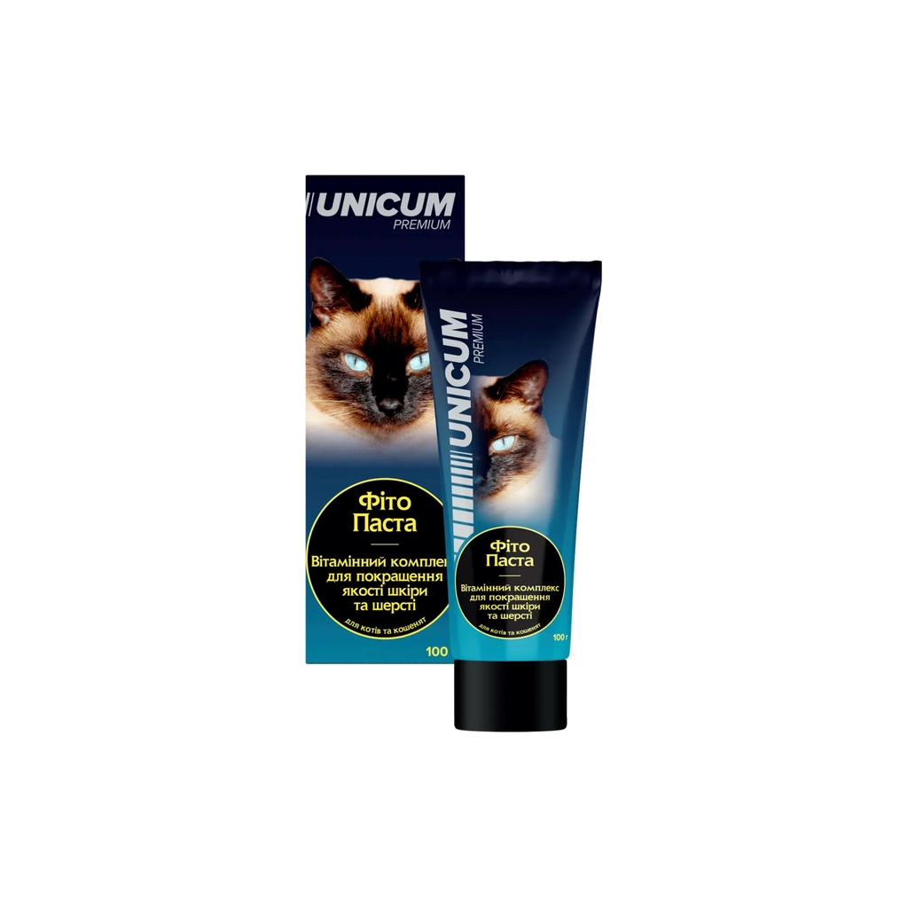 Паста для тварин Unicum комплекс для поліпшення стану шерсті та шкіри у котів та кошенят 100 г (4820150208837) - зображення 1