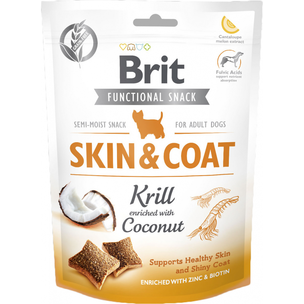 Ласощі для собак Brit Care Skin&Coat криль з кокосом 150 г (8595602539963) - зображення 1