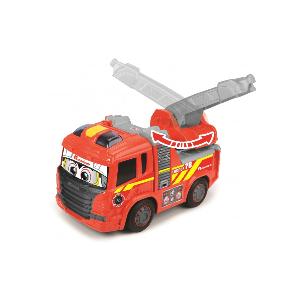 Спецтехніка Dickie Toys Пожежна машина Хеппі Сканія зі світловими та звуковими ефектами 25 см (3814016) - зображення 6