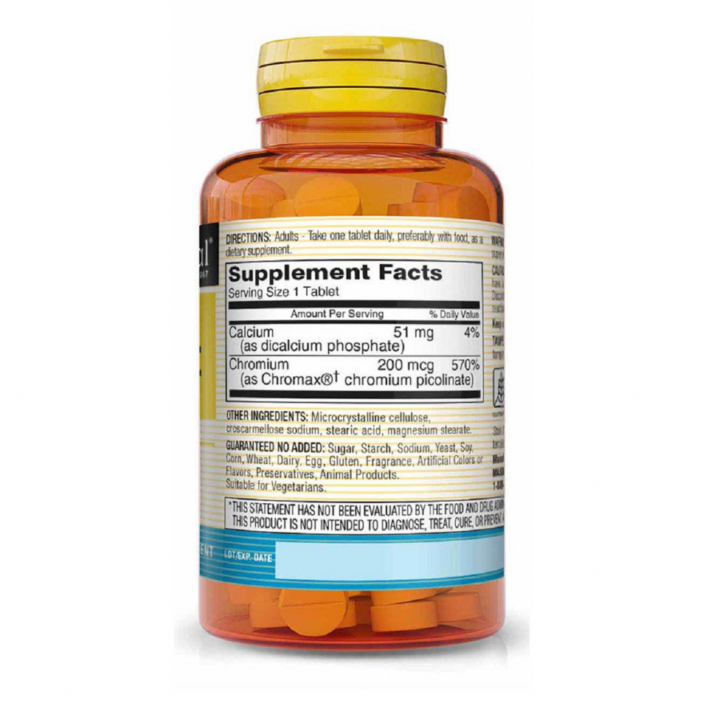 Мінерали Mason Natural Хром Пиколинат 200 мкг, Chromium Picolinate, 100 таблеток (MAV12241) - зображення 2