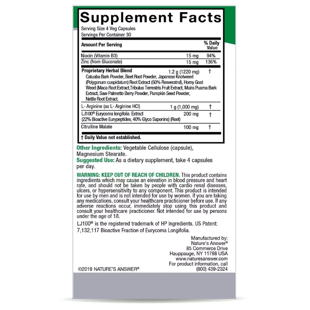 Вітамінно-мінеральний комплекс Nature's Answer Чоловіче здоров'я, Male Complete, 120 вегетаріанських капсул (NTA26510) - зображення 3