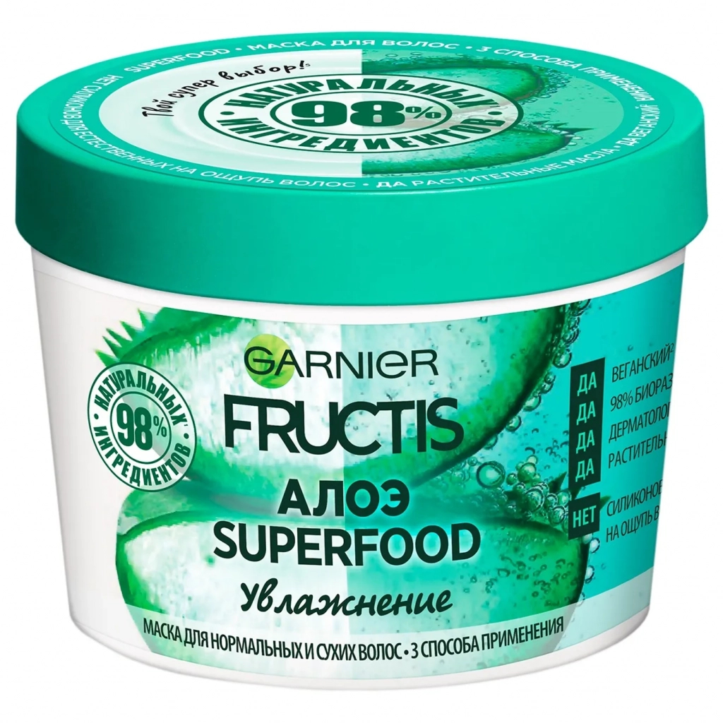 Маска для волосся Garnier Fructis Superfood Алое для нормального та сухого волосся 390 мл (3600542258883) - зображення 1