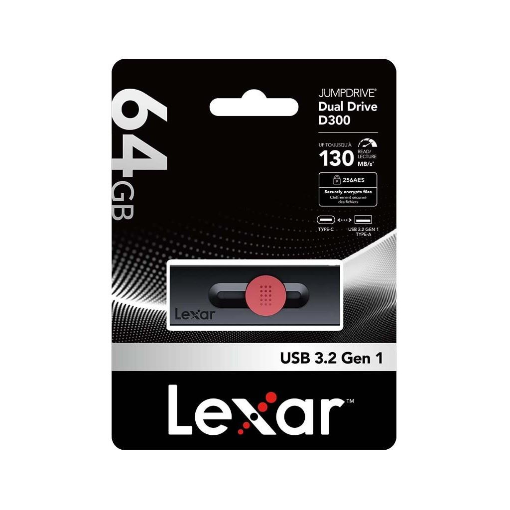 USB флеш накопичувач Lexar 64GB JumpDrive Dual Drive D300 USB/Type-C3.2 (LJDD300064G-BNBNG) - зображення 4