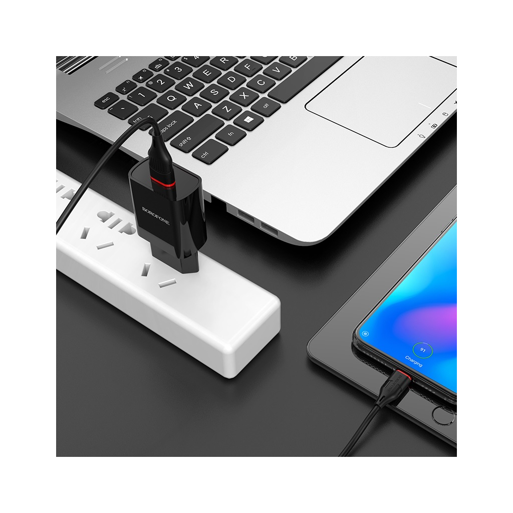 Зарядний пристрій BOROFONE BA20A Sharp charger set(Type-C) Black (BA20ACB) - зображення 7