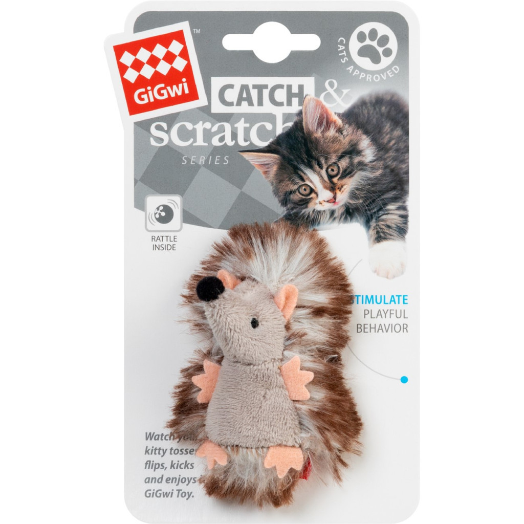 Іграшка для котів GiGwi Catch&scratch Їжачок з брязкальцем 7 см (75029) - зображення 2