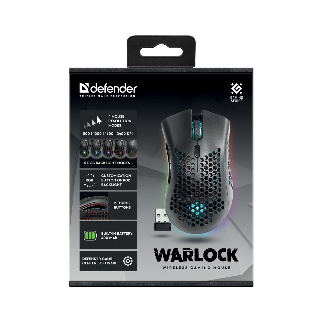 Мишка Defender Warlock GM-709L RGB Wireless Black (52709) - зображення 9