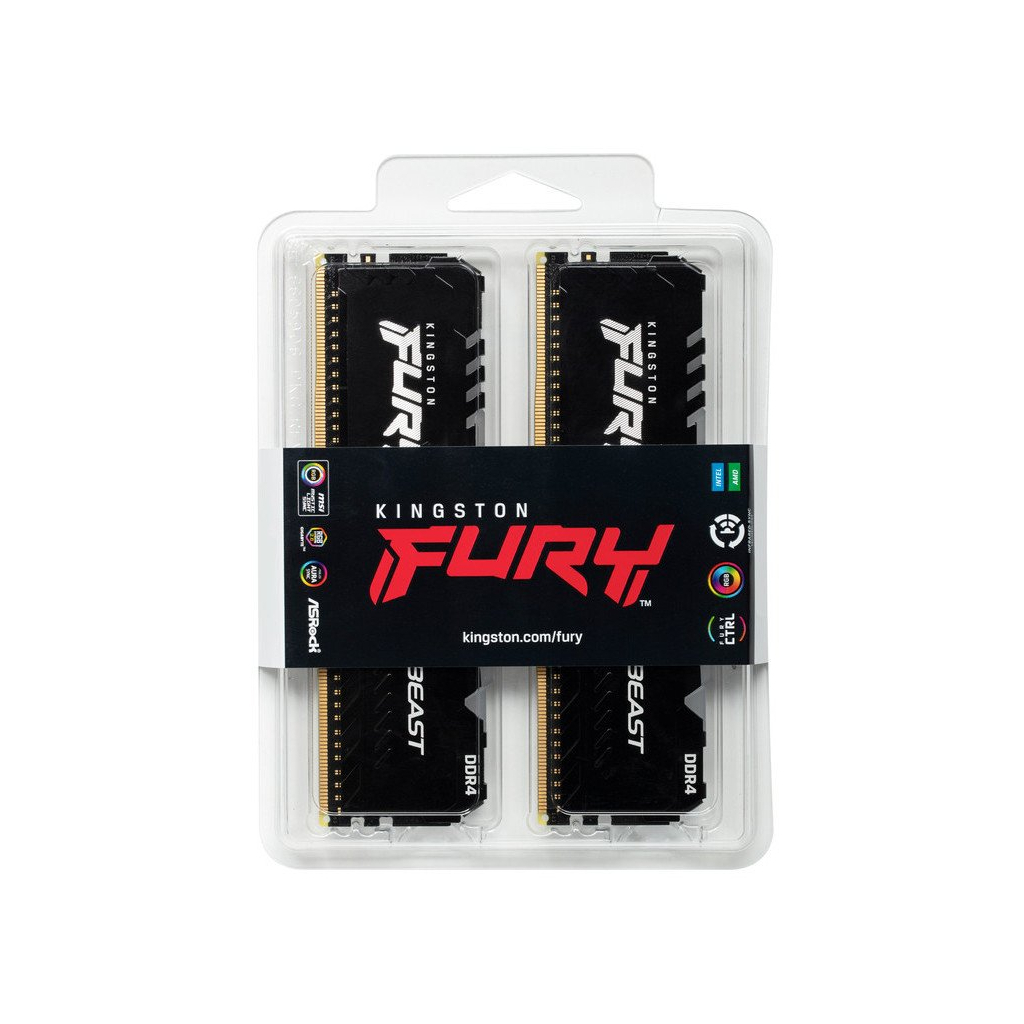 Модуль пам'яті для комп'ютера DDR4 64GB (2x32GB) 2666 MHz Beast RGB Kingston Fury (ex.HyperX) (KF426C16BBAK2/64) - зображення 5