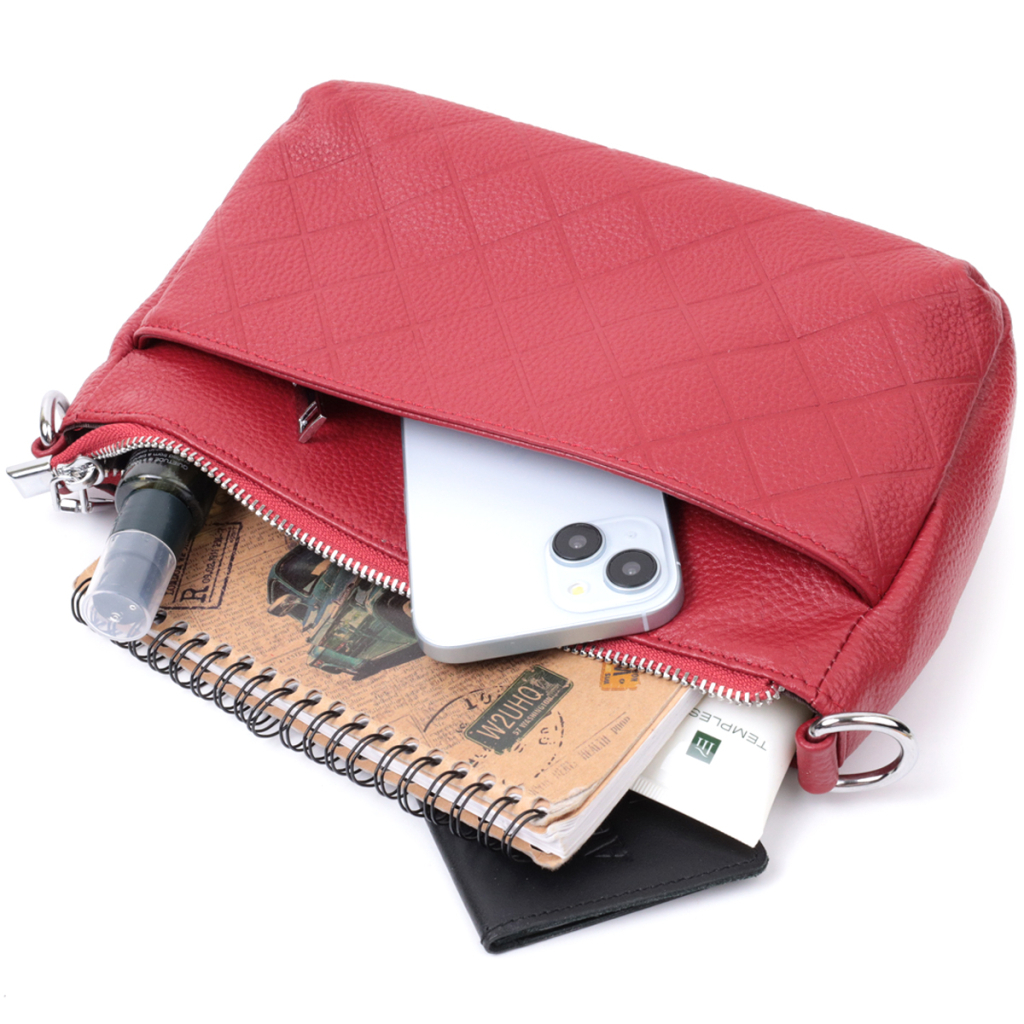 Сумка Vintage Жіноча середнього розміру на три відділення із натуральної шкіри Червона (22803) - зображення 9