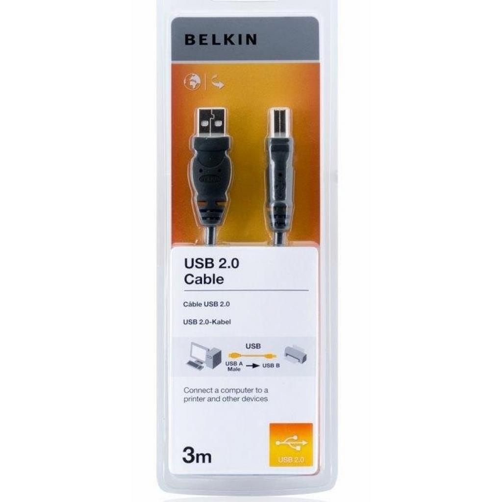 Кабель для принтера USB 2.0 AM/BM 3.0m Belkin (F3U154bt3M) - зображення 2
