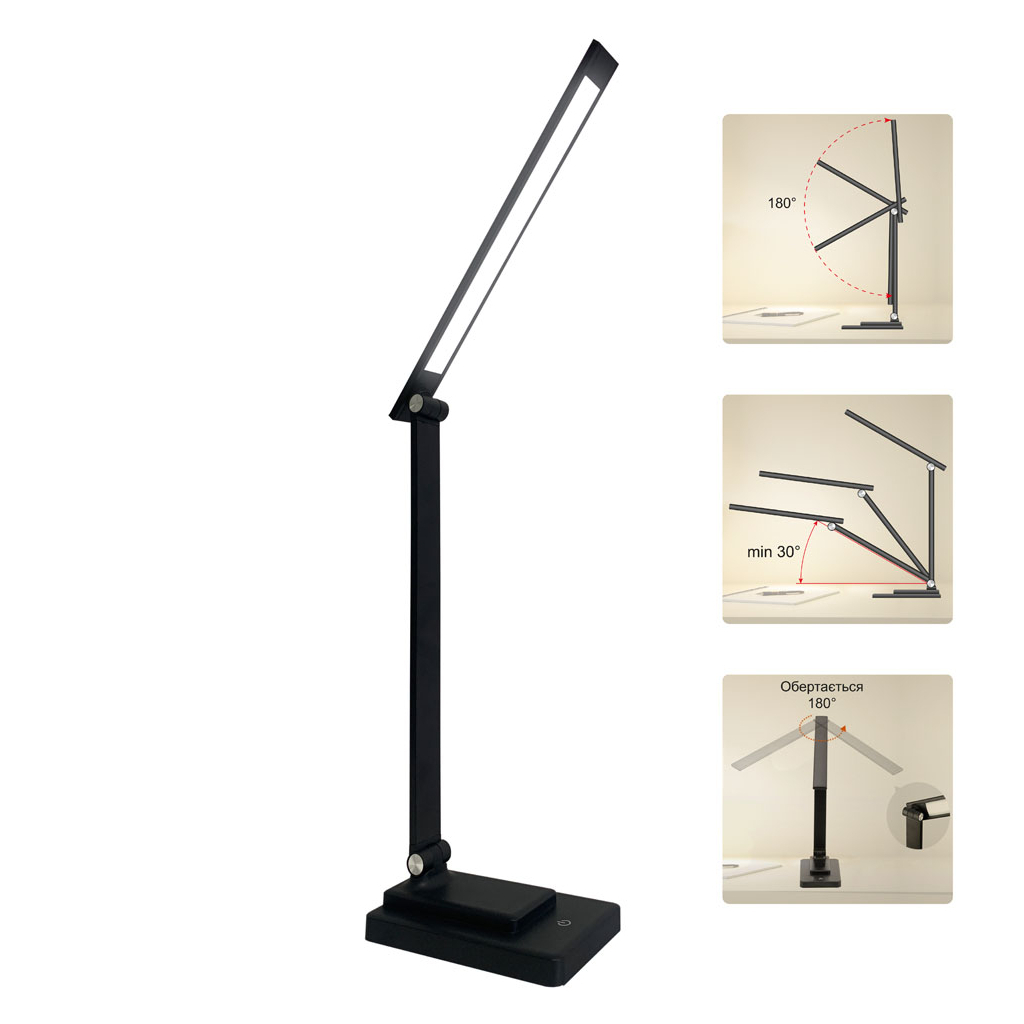 Настільна лампа Євросвітло LED акумуляторна Ridy-10-2-PWR 10 Вт чорна - зображення 3