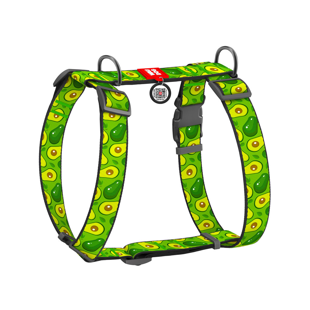 Шлея для собак WAUDOG Nylon анатомічна H-подібна з QR-паспортом "Авокадо" пластиковий фастекс XL (323-0048) - зображення 1
