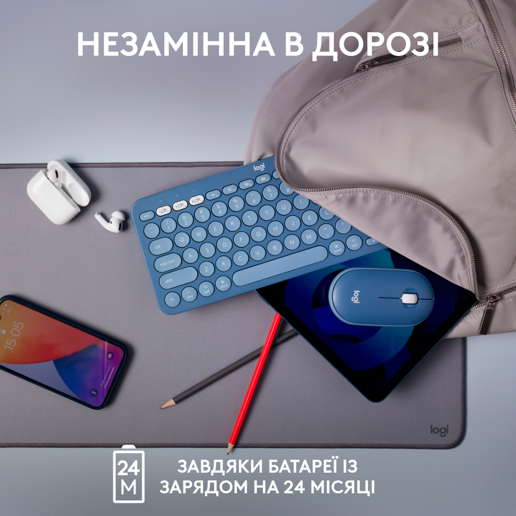 Клавіатура Logitech K380 for MAC Multi-Device Bluetooth UA Blueberry (920-011180) - зображення 5