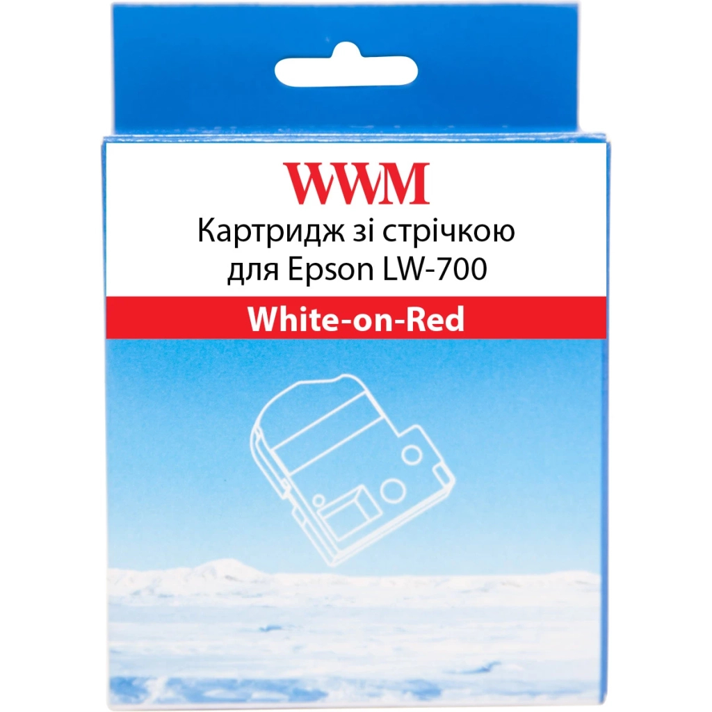 Стрічка для принтера етикеток WWM для Epson LW-700 24mm х 8m White-on-Red (WWM-SD24R) - зображення 1