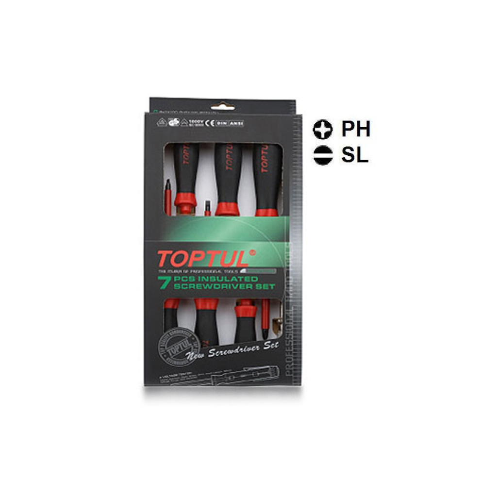 Набір викруток Toptul діелектричних (1000V) 7шт. (GAAE0704) - зображення 1