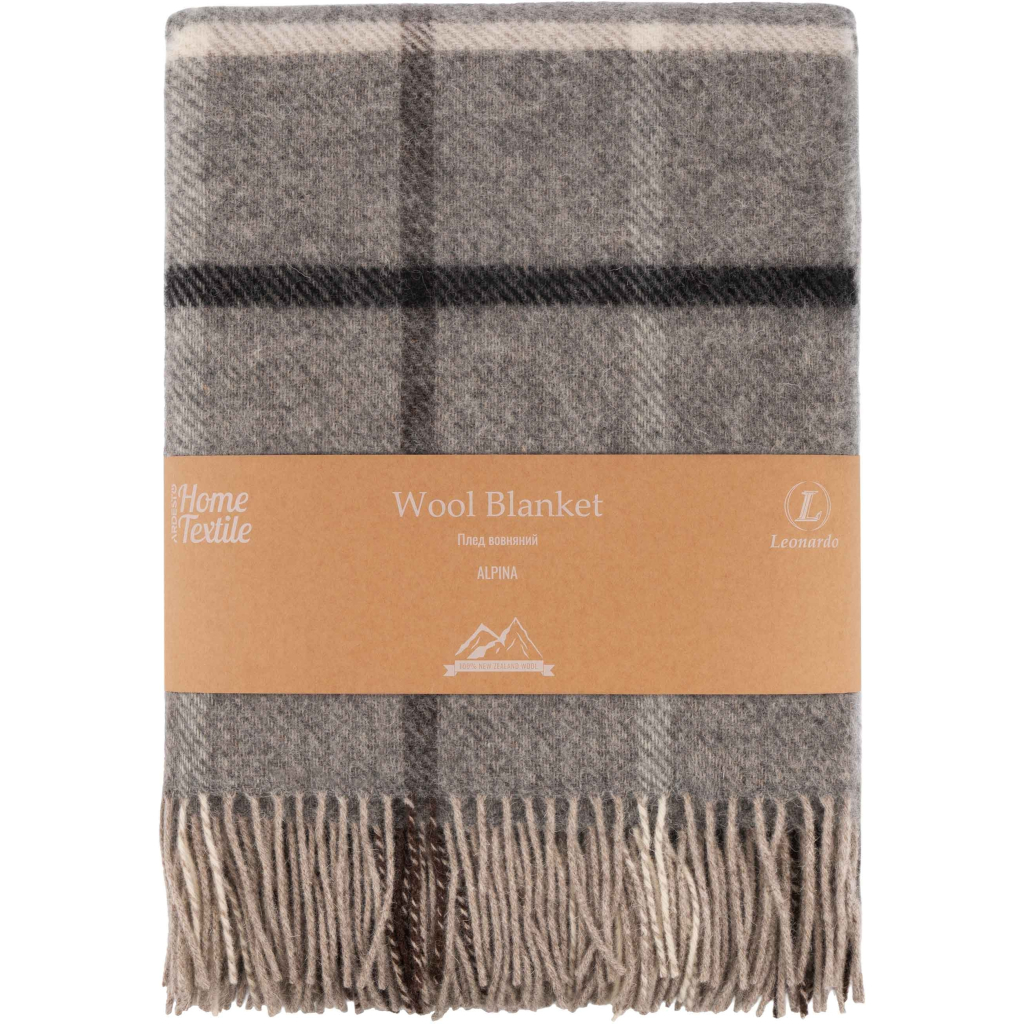 Плед Ardesto Leonardo Alpina 100% вовна, сірий 140x200 см (ART0703LM) - picture 1
