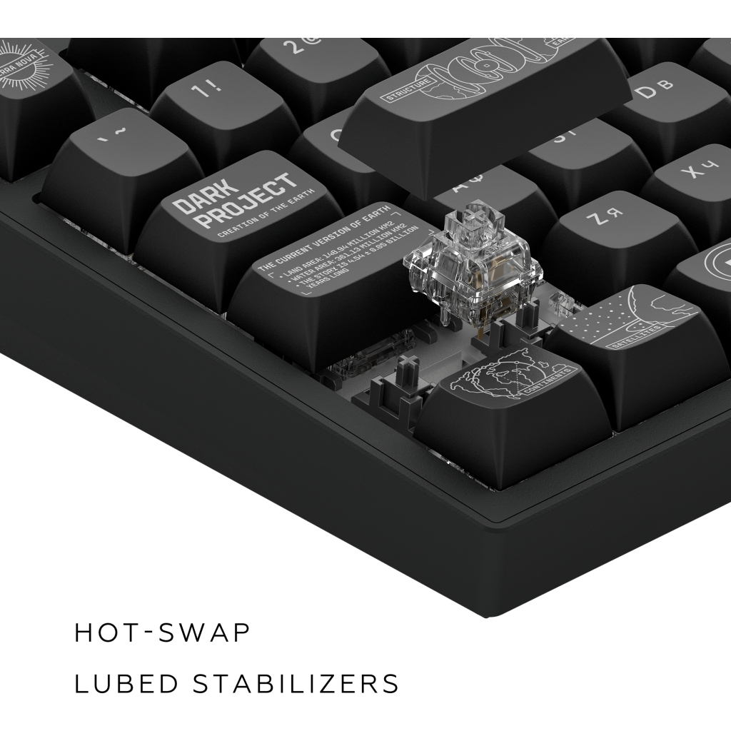 Клавіатура Dark Project ALU81 Terra Nova PBT RGB Mech G3MS Moonstone Black (DPKB_NOVA_81_ANSI_BLACK_UA) - зображення 10