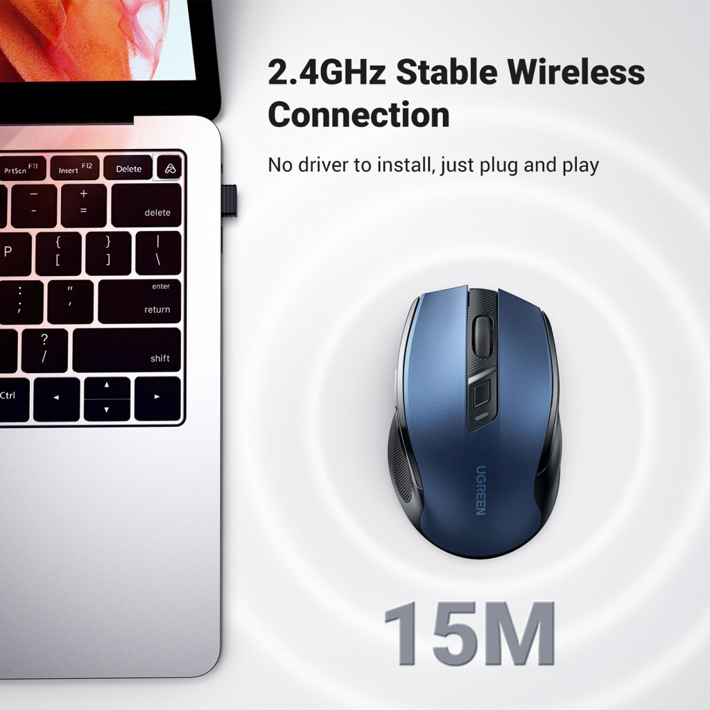 Мишка UGREEN MU006 Ergonomic Wireless Blue (15064) - зображення 7