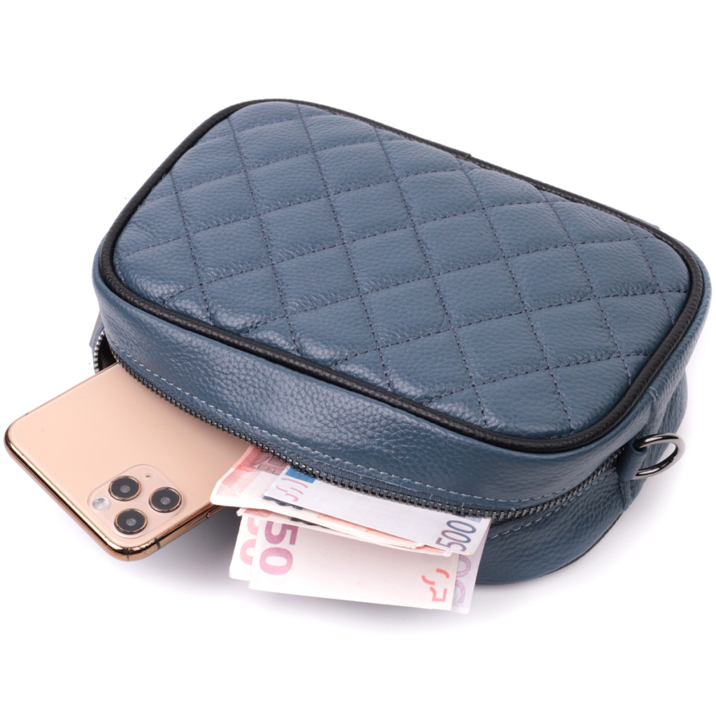 Сумка Vintage Шкіряна жіноча через плече на одне відділення Синя (22385) - зображення 8