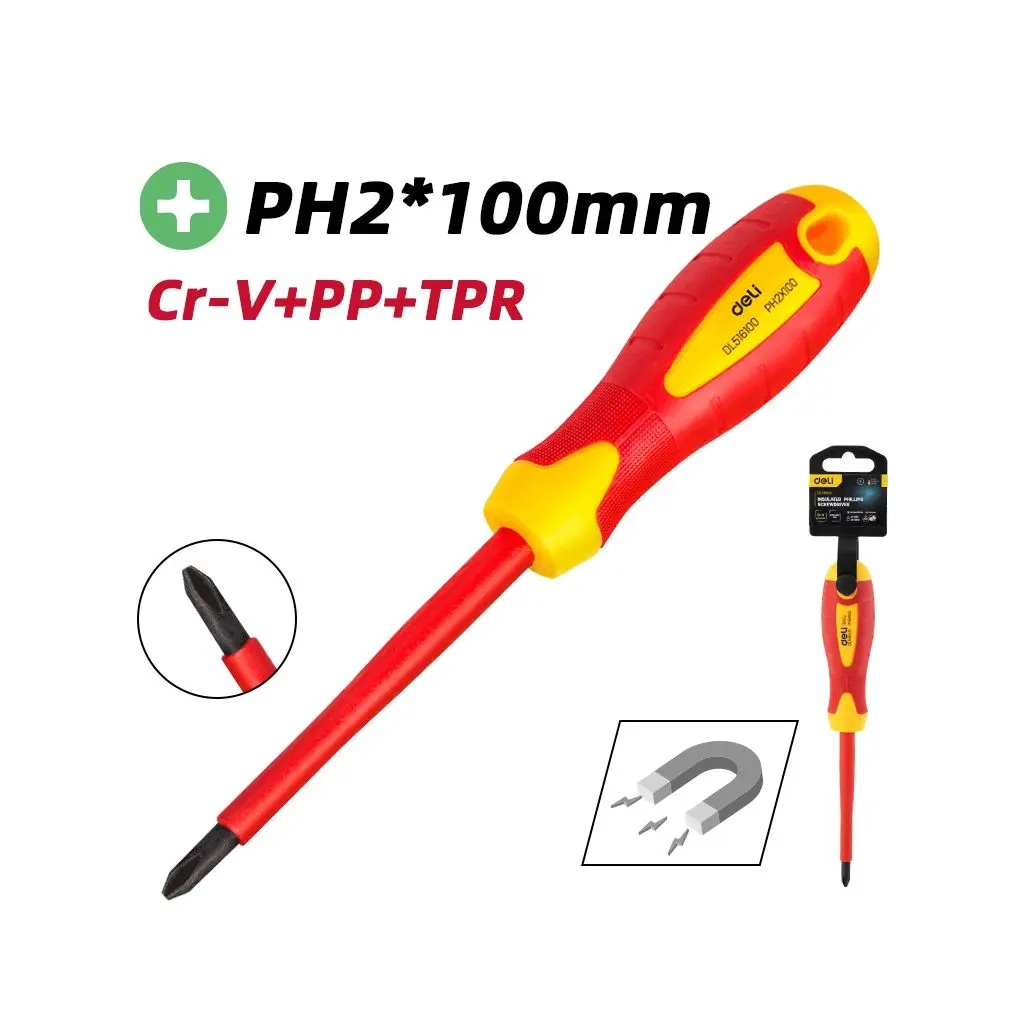 Викрутка Deli ізольована хрестова PH2 x 100 мм (EDL516100) - зображення 6