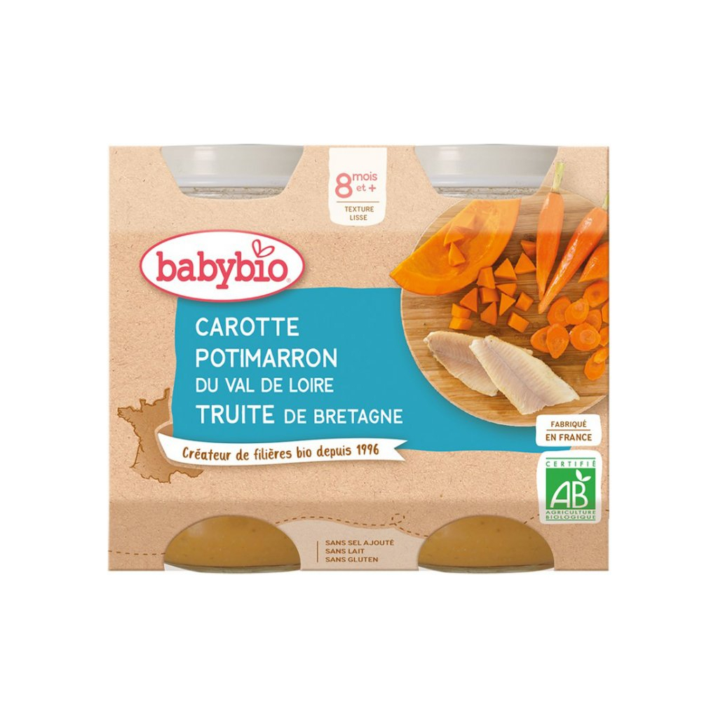 Дитяче пюре BabyBio органічне з моркви, китайського гарбуза та форелі з 12 місяців (3288131500560) - зображення 3