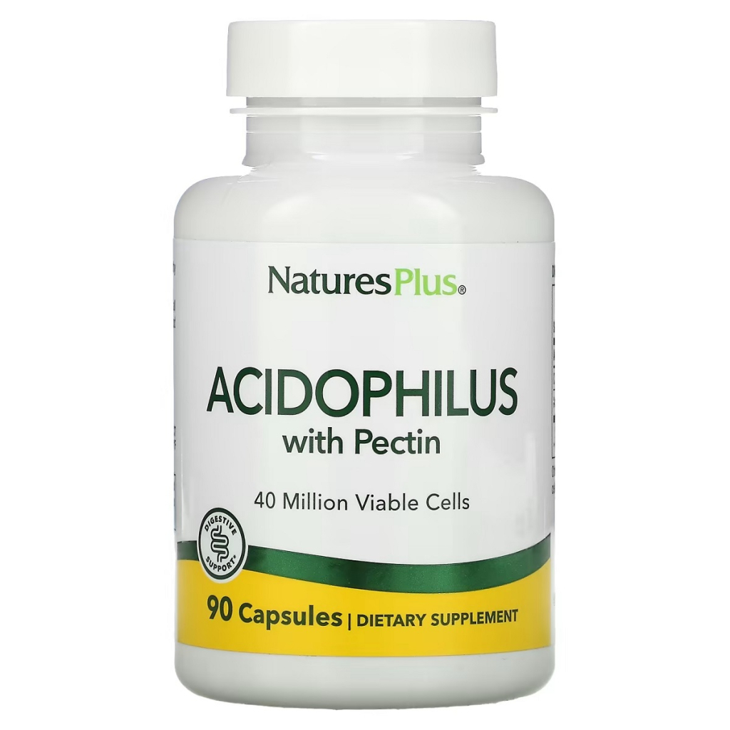 Пробіотики Natures Plus Ацидофільні бактерії з пектином, Acidophilus with Pectin, 90 капсул (NAP-04480) - зображення 1