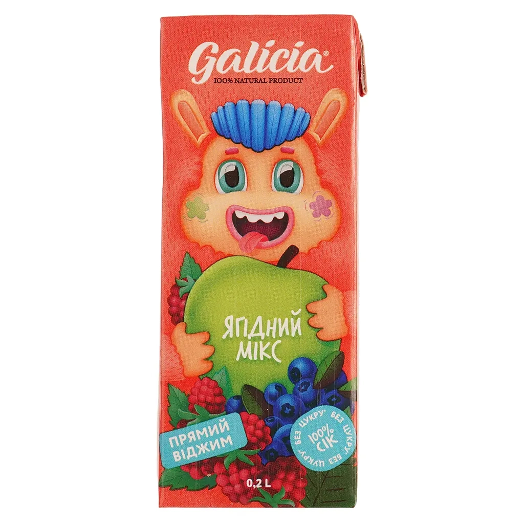 Сік дитячий Galicia Ягідний з м'якоттю із суміші плодів 200 мл (4820209563542) - зображення 1