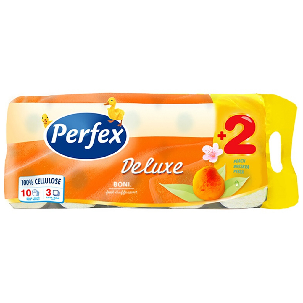 Туалетний папір Perfex Deluxe Персик 3 шари 10 рулонів (8600101745118) - зображення 1