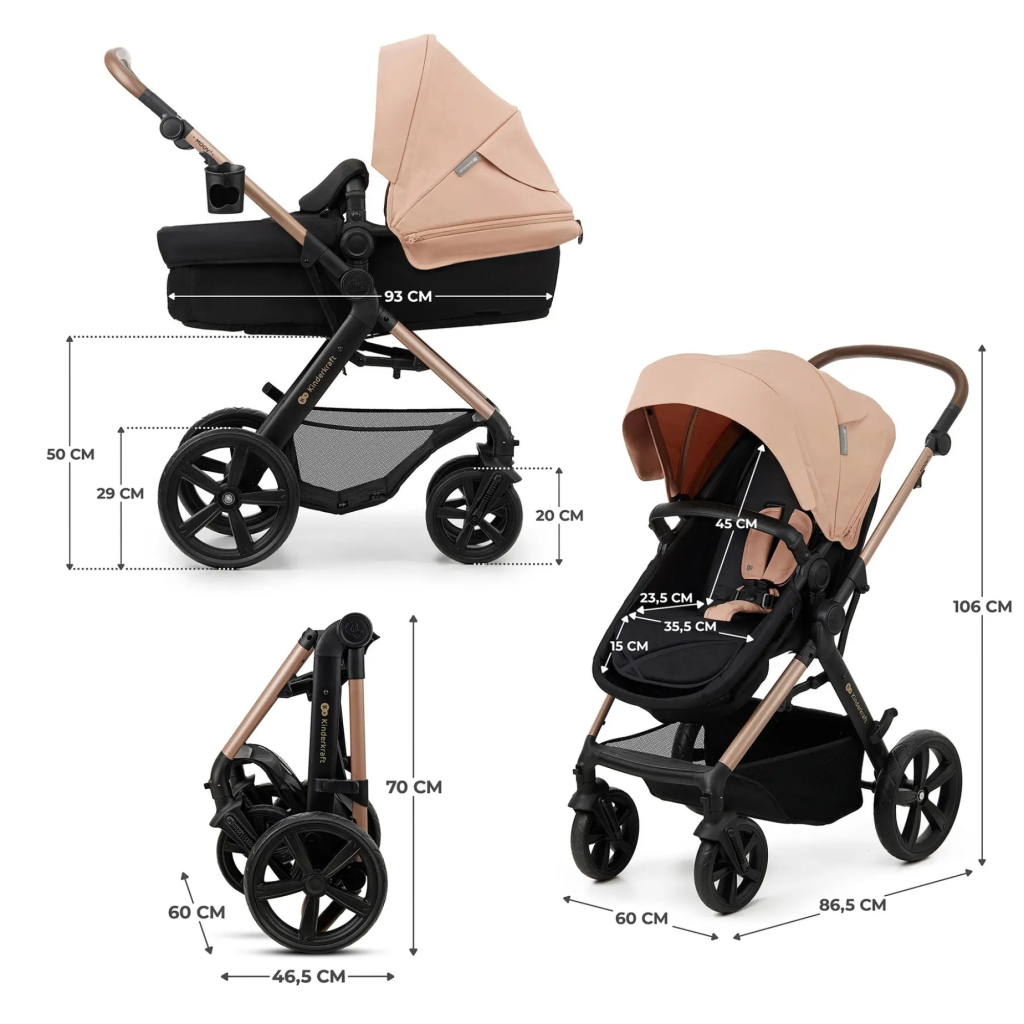 Коляска Kinderkraft 3 в 1 Moov 2 Sand Beige (KSMOOV02BEGEV00) (5902533925803) - зображення 8