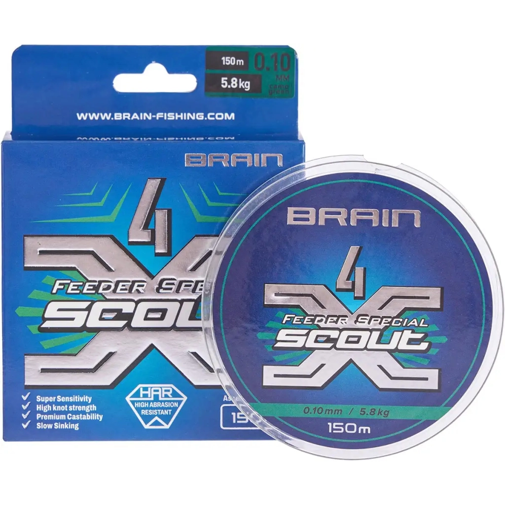 Шнур Brain Scout 4X 150m (camo) 0.148mm 8.6kg (1858.54.82) - изображение 1
