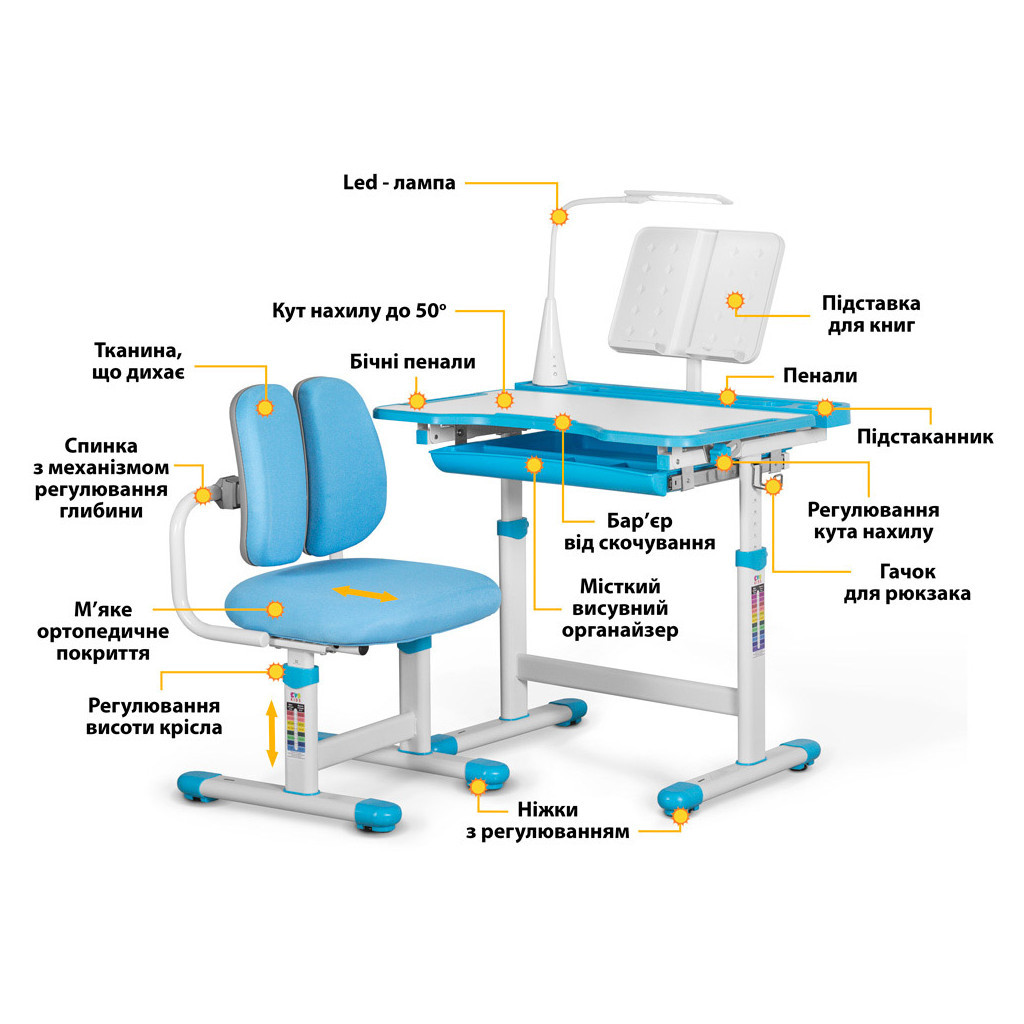 Парта зі стільцем Evo-kids BD-23 BL - зображення 2