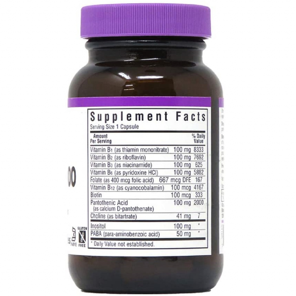 Вітамін Bluebonnet Nutrition B-Комплекс 100, B-Complex, 50 вегетаріанських капсул (BLB0416) - зображення 2