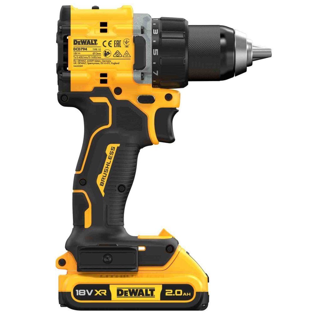 Шуруповерт DeWALT XR Li-Ion 18V, 2x2Ah, 74 Нм, 0-450/0-1650 об/хв, 1.12 кг, TSTAK (DCD794D2T) - зображення 4