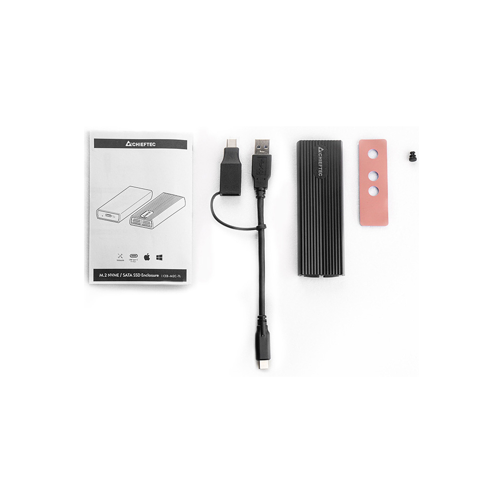 Кишеня зовнішня Chieftec USB 3.2 Gen2 Type-C M.2 PCIe NVMe/SATA SSD (CEB-M2C-TL) - зображення 5