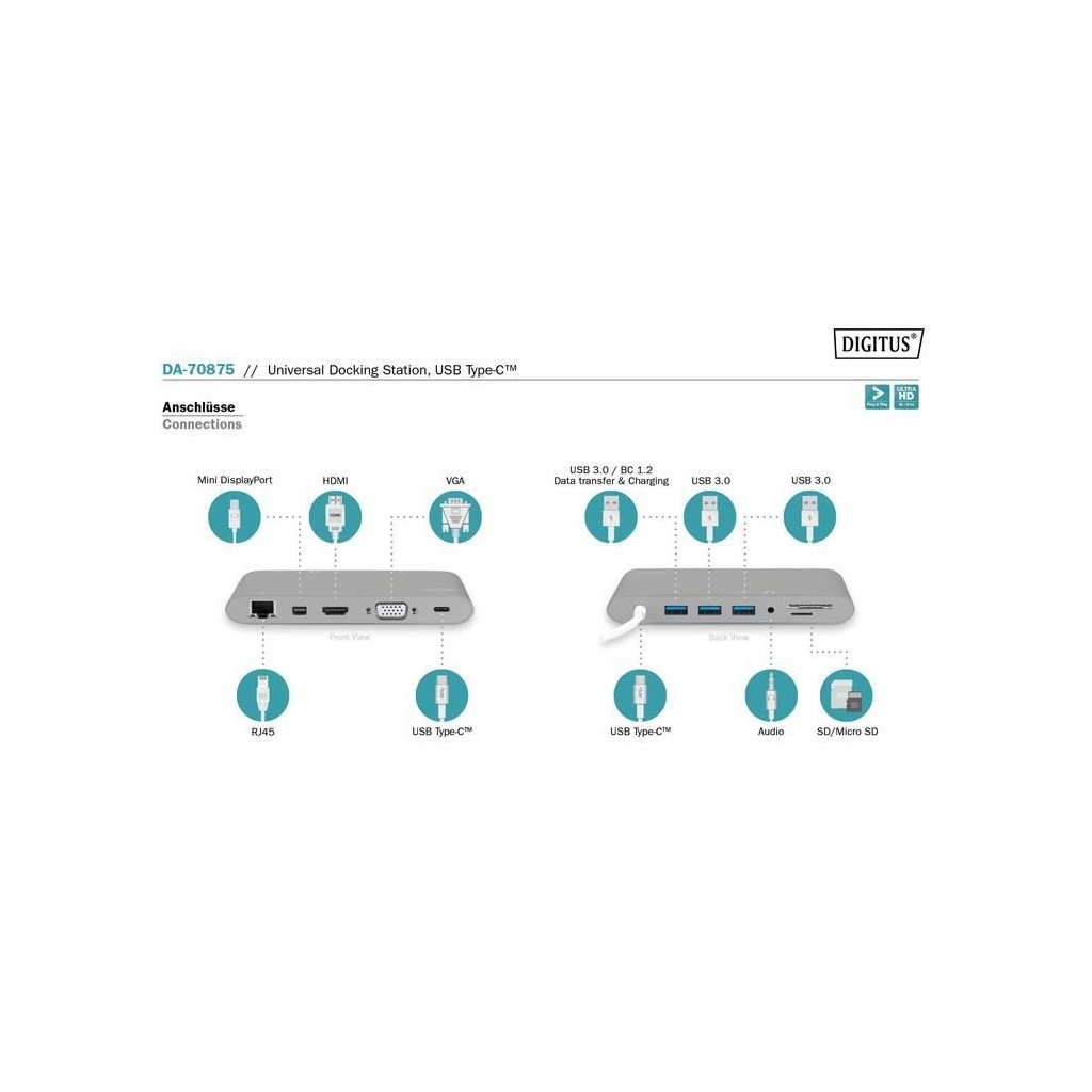 Порт-реплікатор Digitus USB-C, 11 Port (DA-70875) - зображення 6