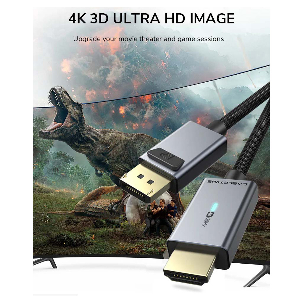 Кабель мультимедійний DisplayPort M to HDMI M 1.8m 4K30Hz Cabletime (CA915323) - зображення 4