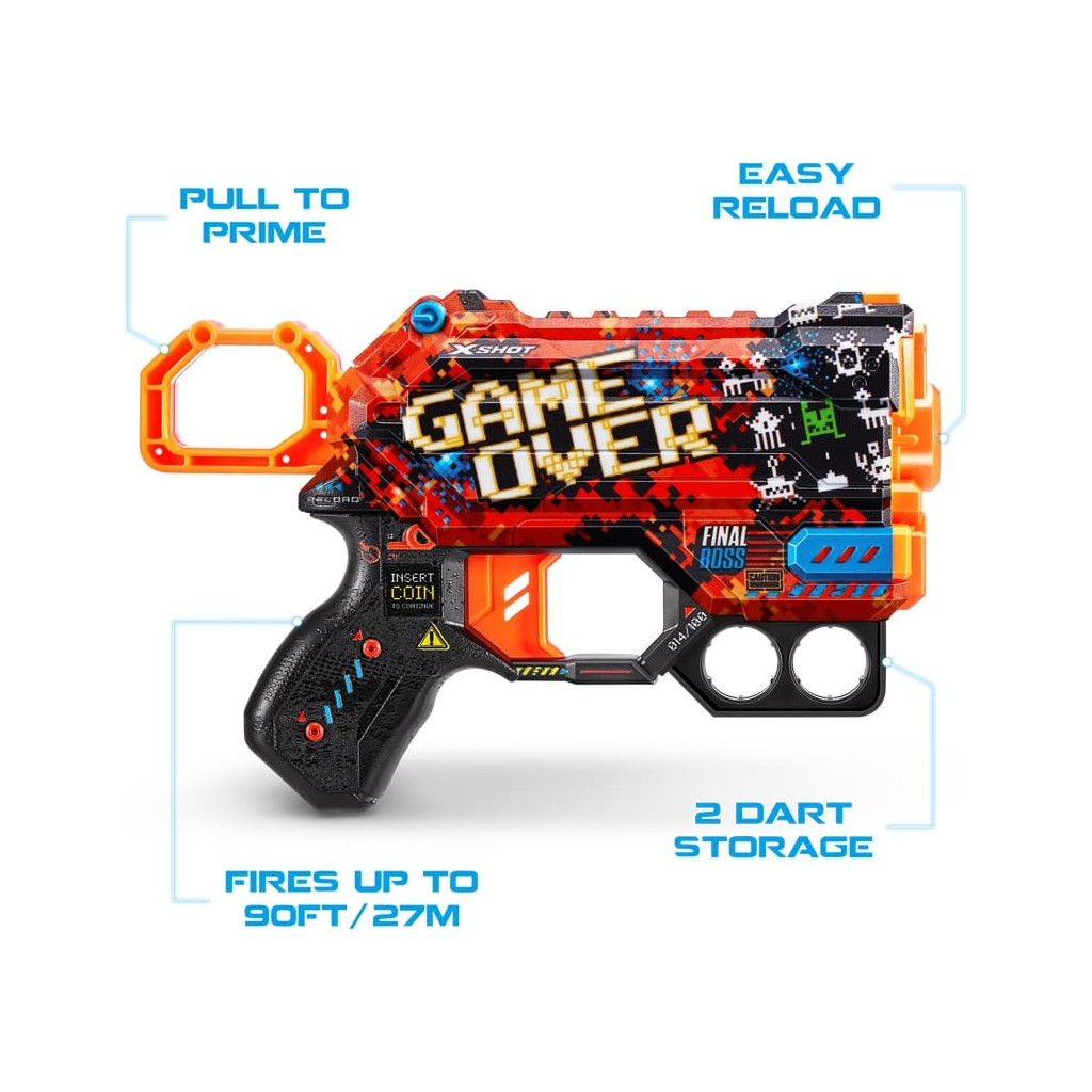 Іграшкова зброя Zuru X-Shot Швидкострільний бластер Skins Menace Game Over (8 патронів) (36515B) - зображення 6