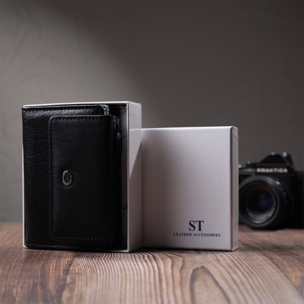 Гаманець ST Leather З натуральної шкіри Чорний (22740) - зображення 11
